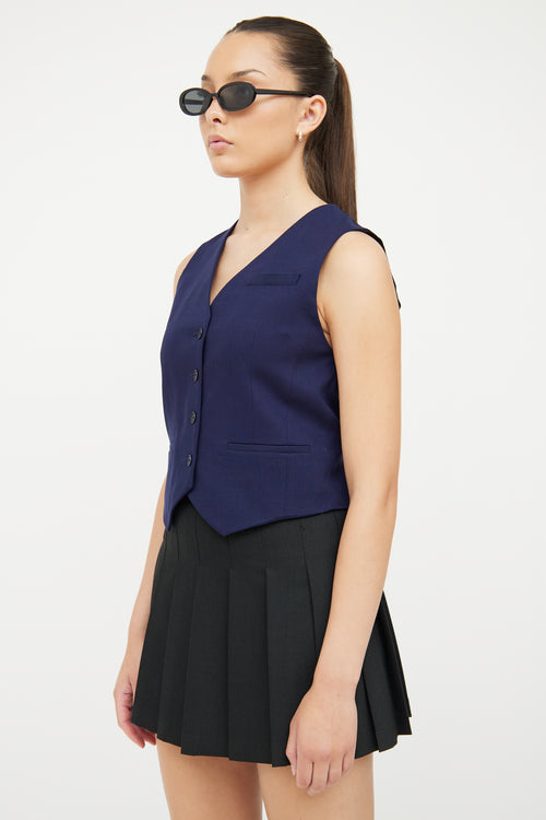 Sandro Navy & Black Button Vest