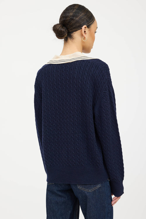 Sandro Wool Cableknit V-Neck Sweater