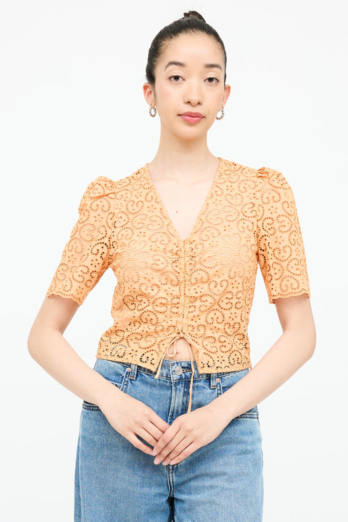 Sandro Eyelet Cinched Top