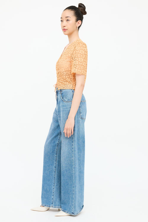 Sandro Eyelet Cinched Top
