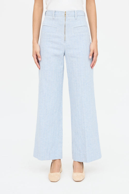 Sandro Pinstripe Wide Leg Trouser