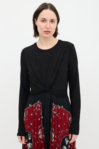 Sandro Pleated Print  Dress