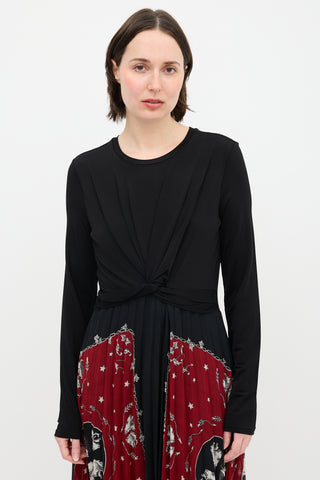 Sandro Pleated Print  Dress