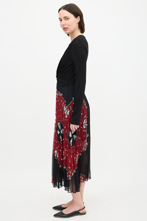 Sandro Pleated Print  Dress