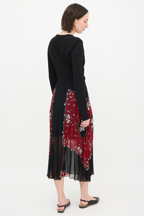 Sandro Pleated Print  Dress