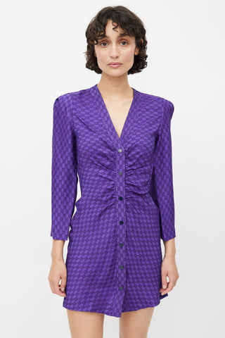 Sandro Purple Geometric Jacquard Dress