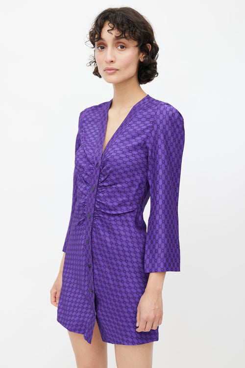 Sandro Purple Geometric Jacquard Dress
