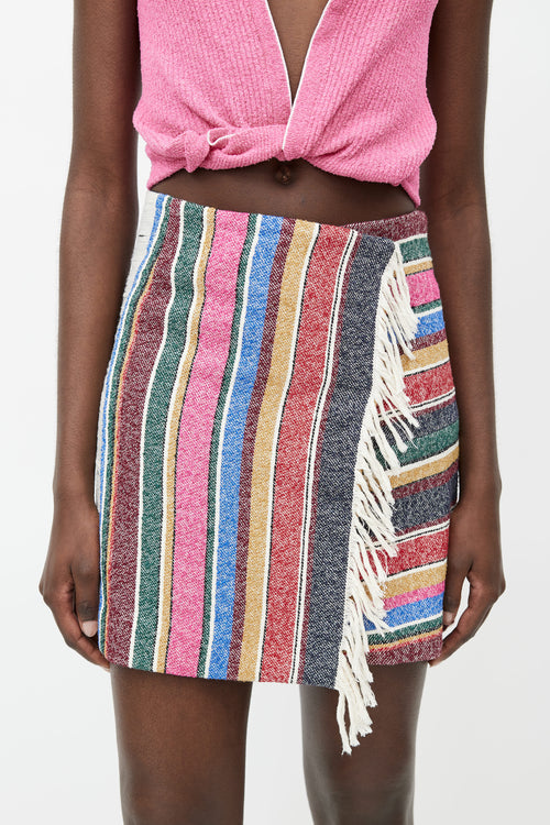 Sandro Multicolour Woven Fringe Skirt