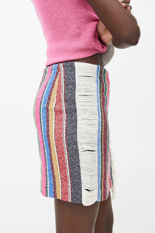 Sandro Multicolour Woven Fringe Skirt