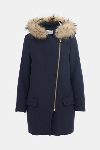 Sandro Wool Asymmetrical Zip Coat