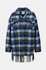 Sandro Wool Checked Fringe Jacket