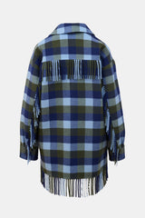 Sandro Wool Checked Fringe Jacket