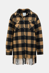 Sandro Wool Checked Fringe Jacket