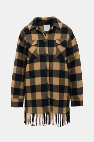 Sandro Wool Checked Fringe Jacket