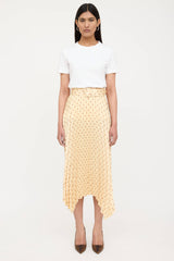 Sandro Satin Pleated Polka Dot Skirt