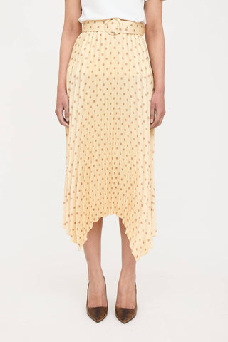 Sandro Satin Pleated Polka Dot Skirt