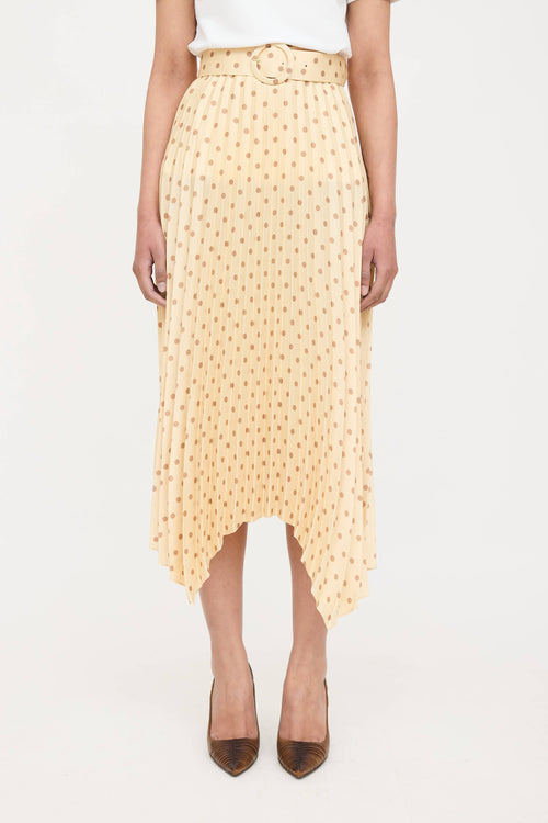 Satin Pleated Polka Dot Skirt