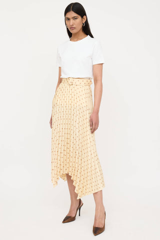 Sandro Satin Pleated Polka Dot Skirt