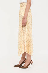 Sandro Satin Pleated Polka Dot Skirt