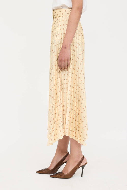 Sandro Satin Pleated Polka Dot Skirt