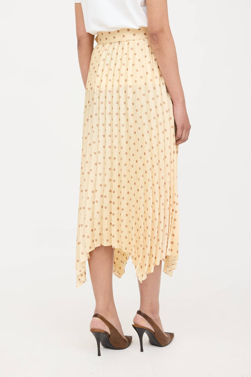 Sandro Satin Pleated Polka Dot Skirt