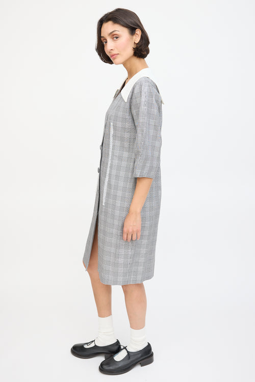 Sandy Liang Black & White Check Printed Leo Dress