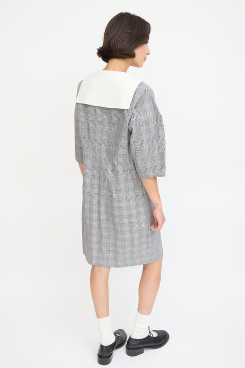 Sandy Liang Black & White Check Printed Leo Dress