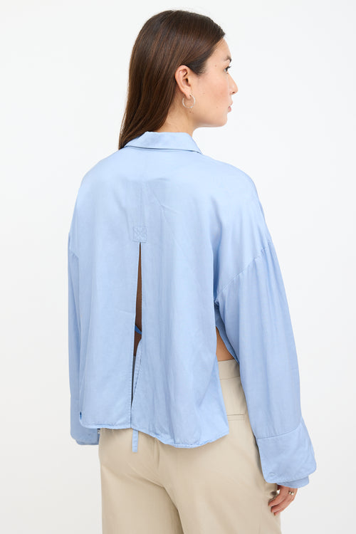 Blue Oversized Cropped Shirt