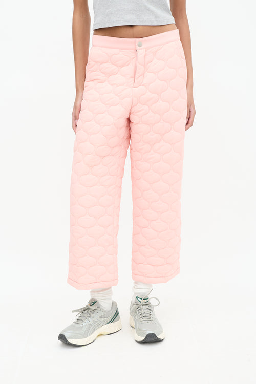 Sandy Liang Pink Quilted Nylon Cropped Trouser