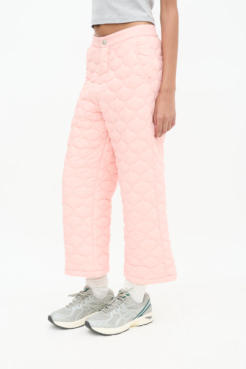 Sandy Liang Pink Quilted Nylon Cropped Trouser