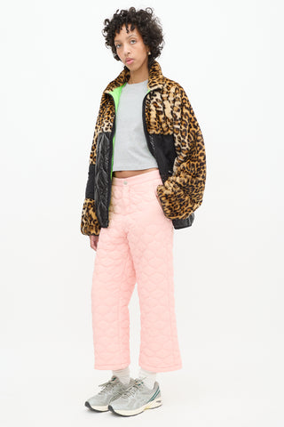 Sandy Liang Pink Quilted Nylon Cropped Trouser