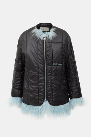 Sandy Liang Shearling Trim Puffer Jacket