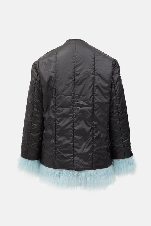Sandy Liang Shearling Trim Puffer Jacket