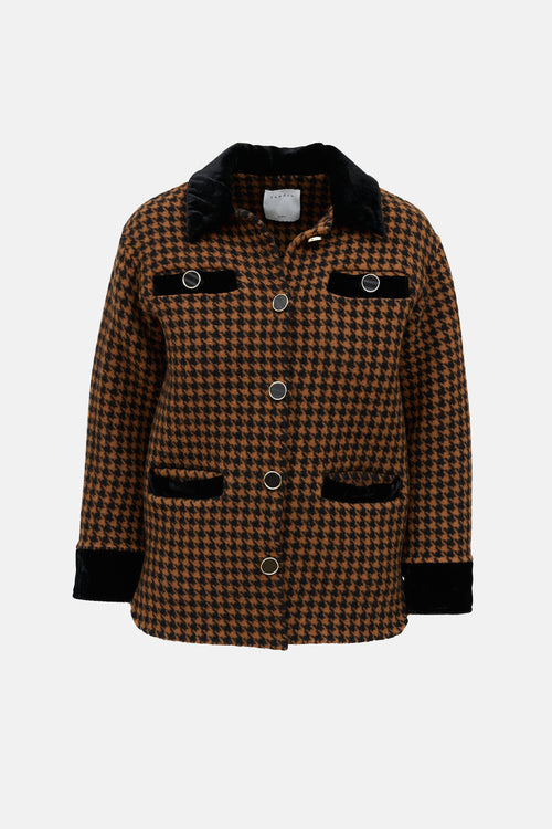 Sandro Wool Houndstooth Jacket