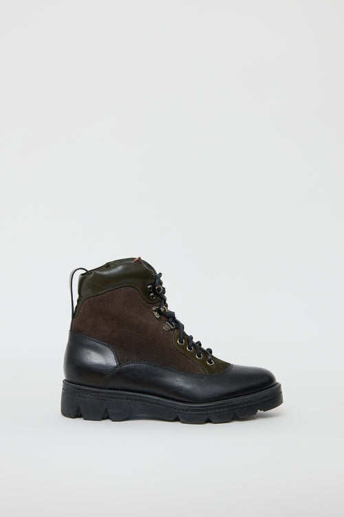 Santoni Black & Multi Leather Hiking Boot