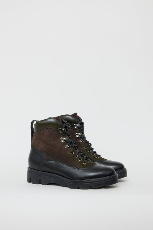 Santoni Black & Multi Leather Hiking Boot