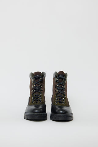 Santoni Black & Multi Leather Hiking Boot