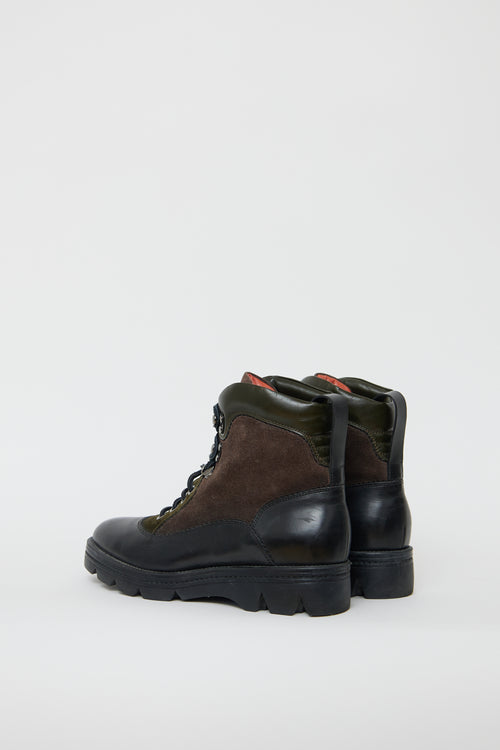 Santoni Black & Multi Leather Hiking Boot