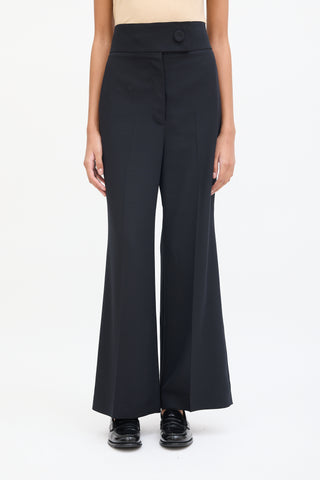 Sara Battaglia Black Drop Seat Straight Leg Trouser