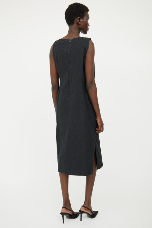 Sarah Pacini Black Zip Panel Midi Dress