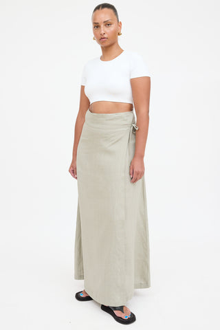 Sarah Pancini Linen Maxi Wrap Skirt