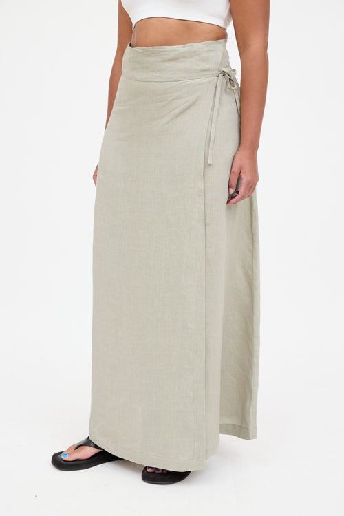Sarah Pancini Linen Maxi Wrap Skirt