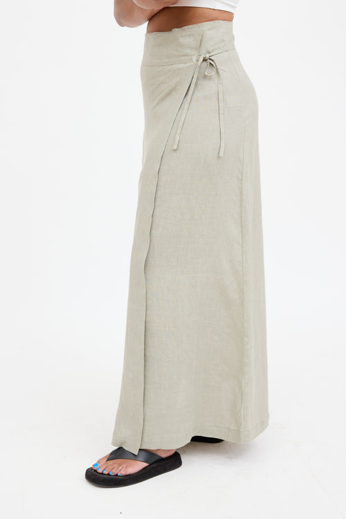 Sarah Pancini Linen Maxi Wrap Skirt