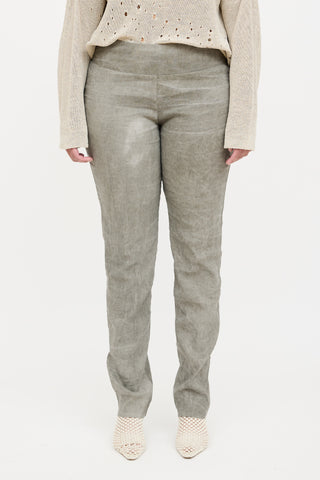 Sarah Pancini Linen Textured Slim Trouser