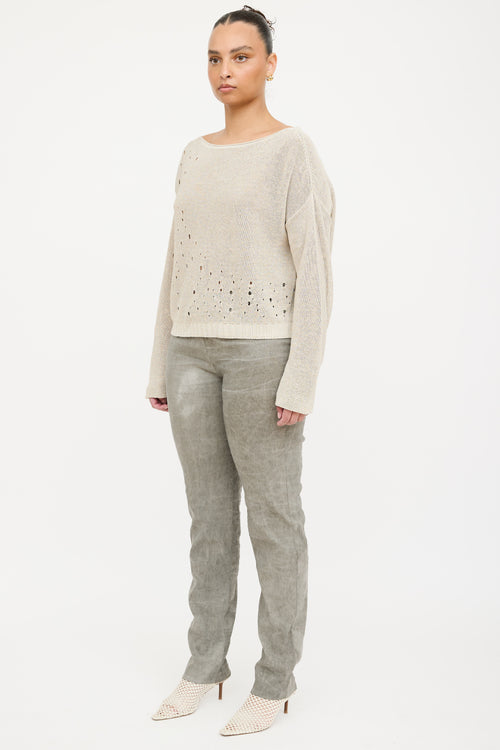 Sarah Pancini Linen Textured Slim Trouser