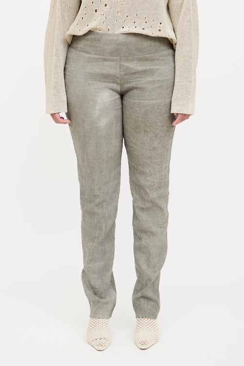 Sarah Pancini Linen Textured Slim Trouser
