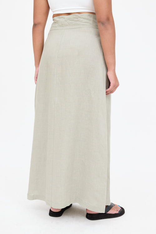 Sarah Pancini Linen Maxi Wrap Skirt