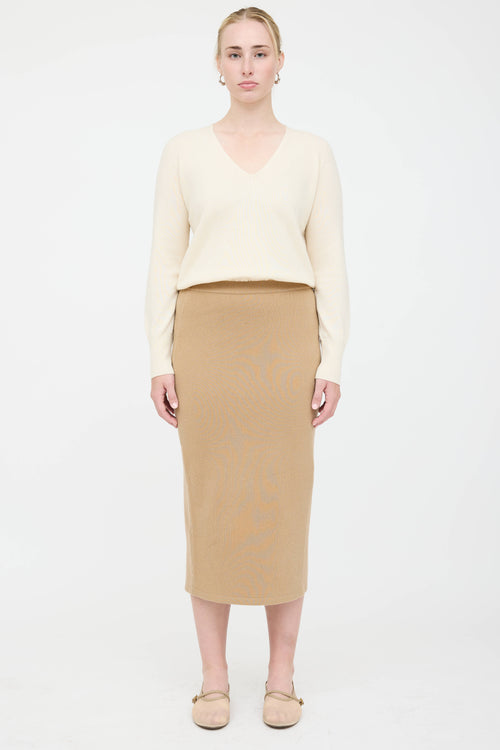 Black Goat Cashmere Midi Skirt