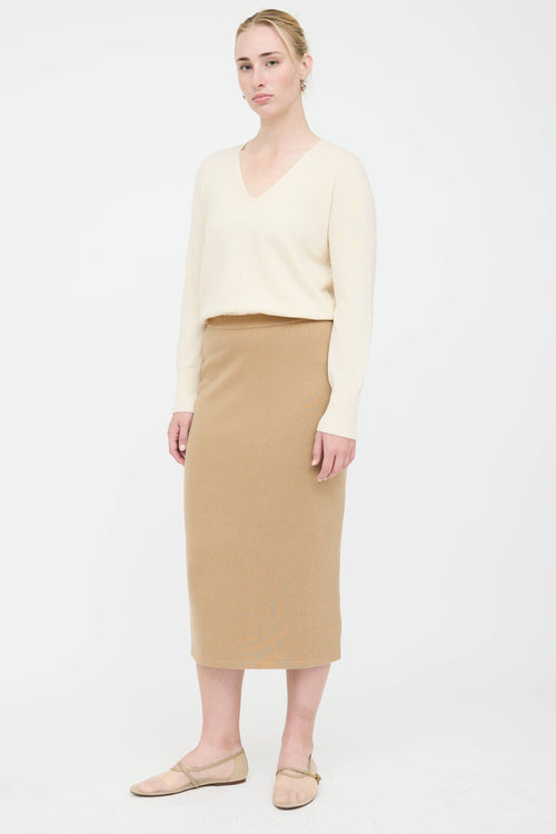 Black Goat Cashmere Midi Skirt