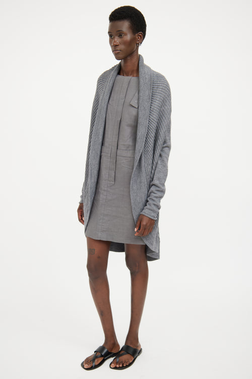 Sarah Pacini Grey Wool Blend Knit Cardigan